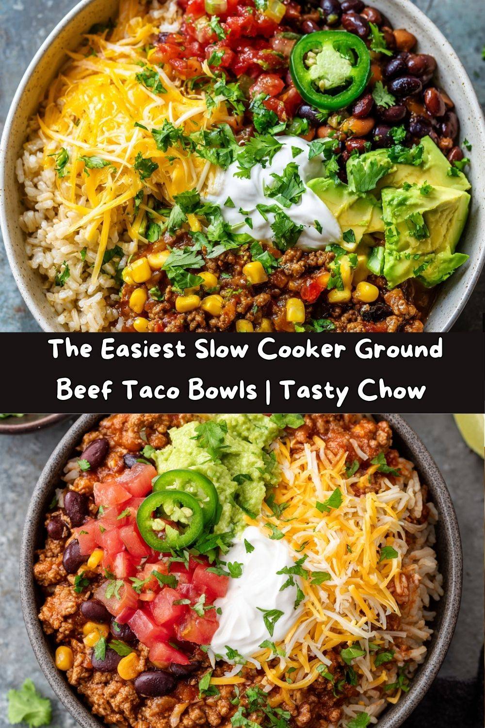 Slow Cooker Ground Beef Taco Bowls