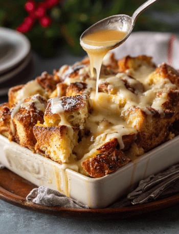 Eggnog Bread Pudding with Bourbon Sauce