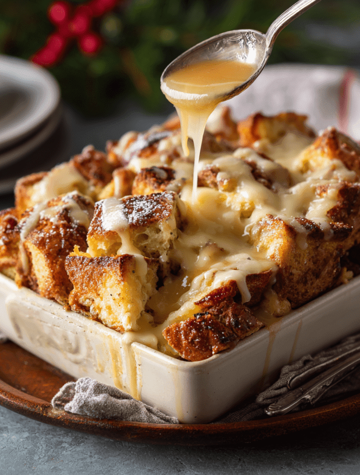 Eggnog Bread Pudding with Bourbon Sauce