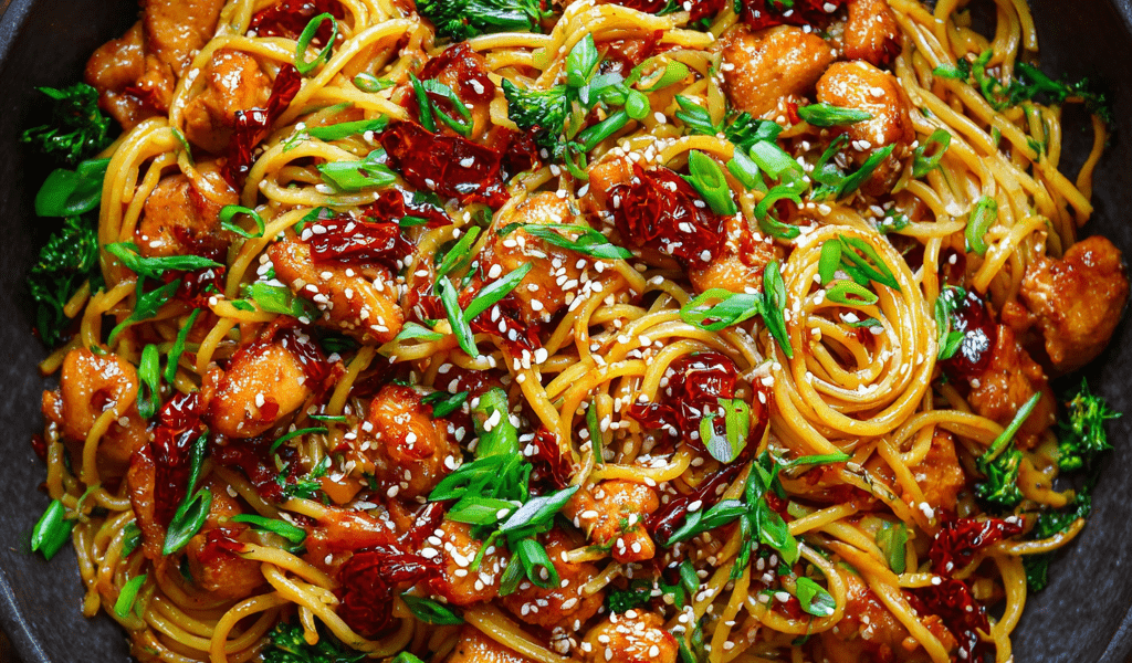 Sticky Garlic Chicken Noodles