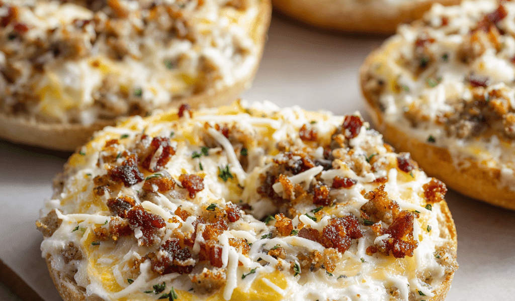 Breakfast Bagel Pizzas