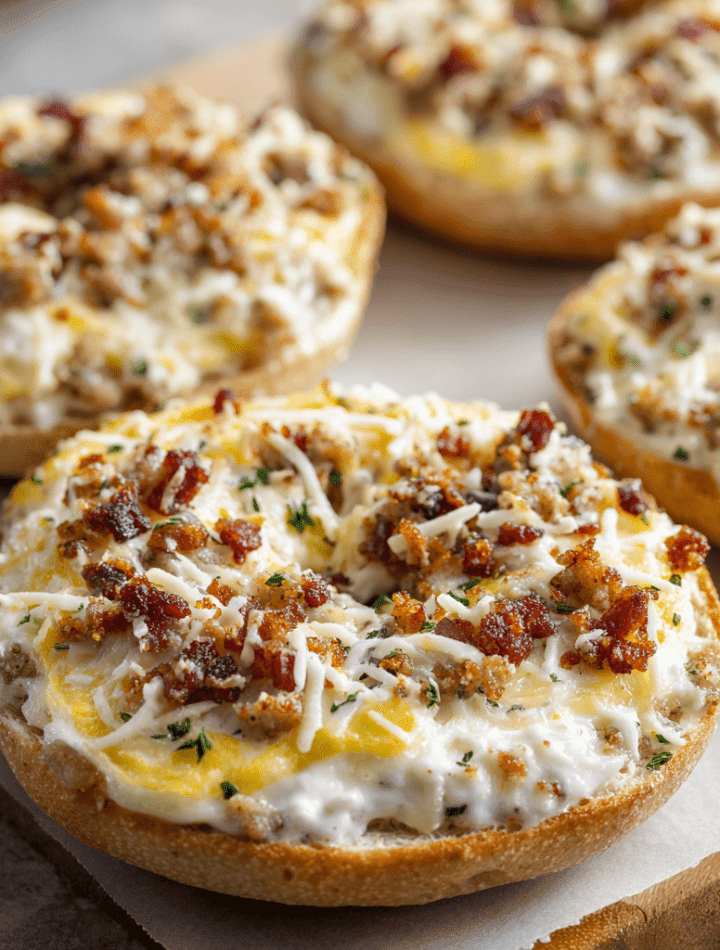 Breakfast Bagel Pizzas