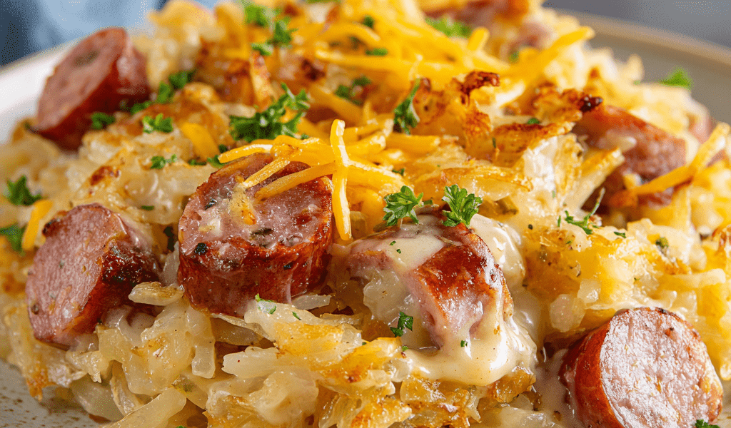 Cheesy Kielbasa & Hashbrown Casserole