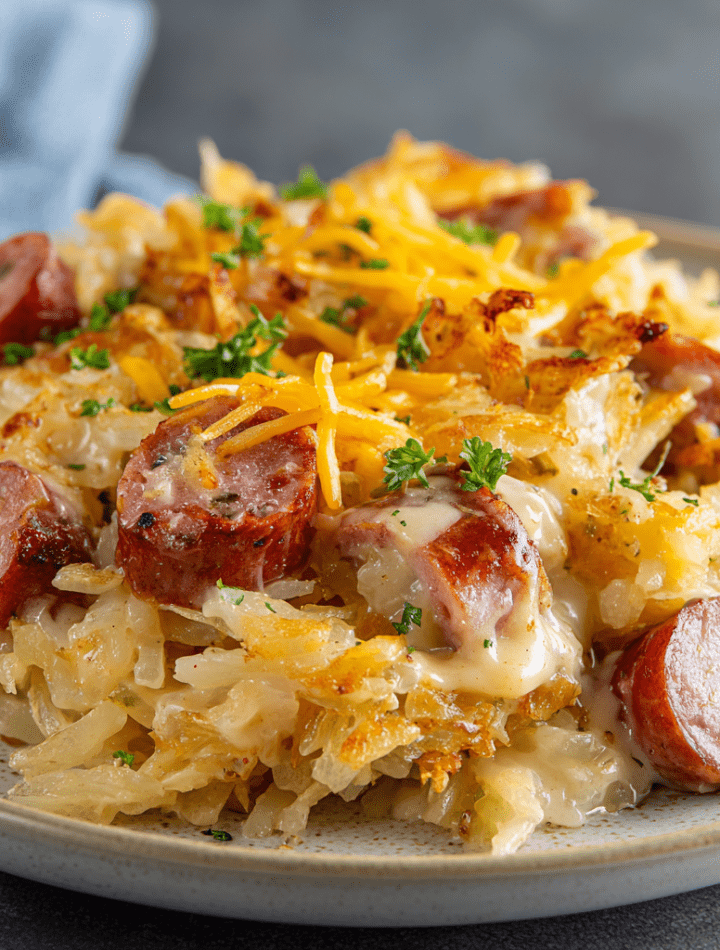 Cheesy Kielbasa & Hashbrown Casserole