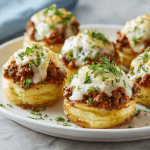 Stuffed Potato Nests with Ground Beef and Melted Mozzarella