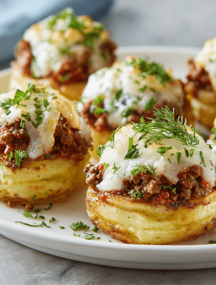 Stuffed Potato Nests with Ground Beef and Melted Mozzarella