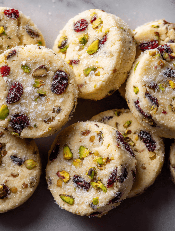 Cranberry Pistachio Shortbread Cookies