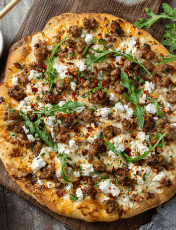 Hot Sausage Feta Honey Pizza