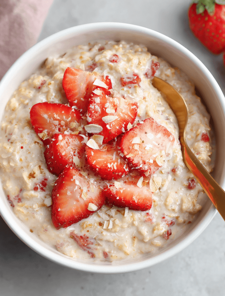 3-Minute High Protein Strawberry Vanilla Oats
