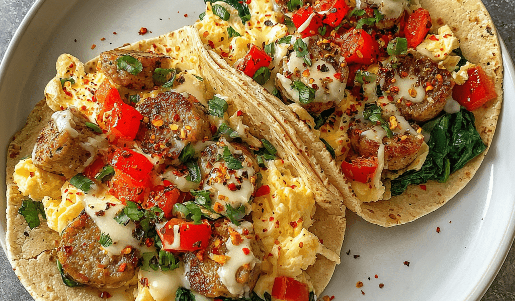 Low-Carb Turkey Sausage Egg Tacos