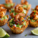 Guacamole Shrimp Wonton Cups