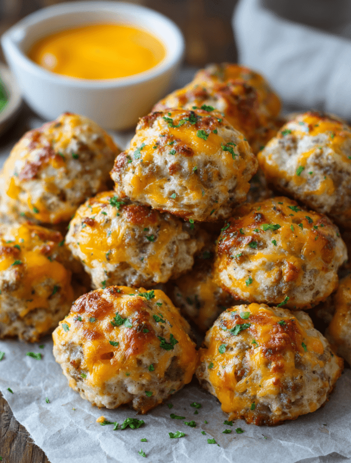 Cheddar Sausage Balls with a Kick