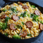 Cheesy Smoked Sausage & Broccoli Pasta Skillet