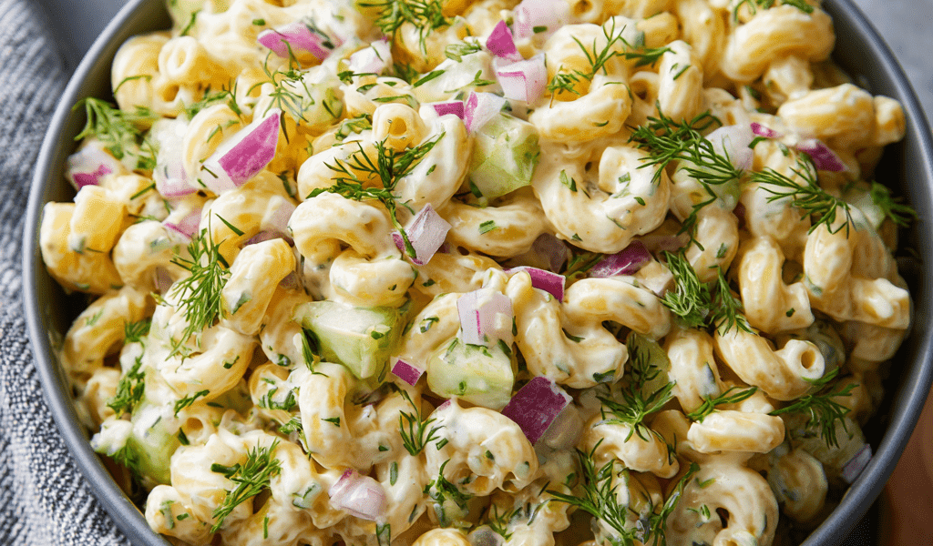 Creamy Dill Pickle Macaroni Salad