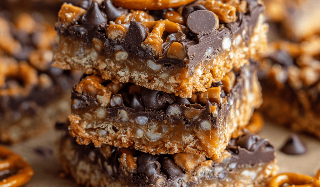 Caramel Pretzel Crack Bars