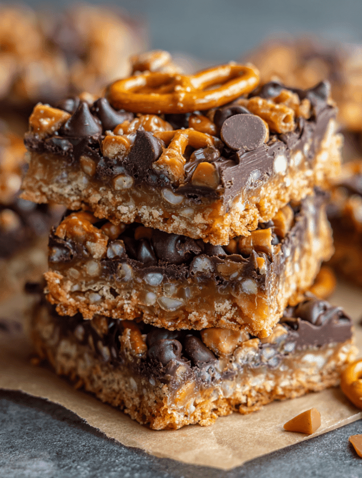 Caramel Pretzel Crack Bars