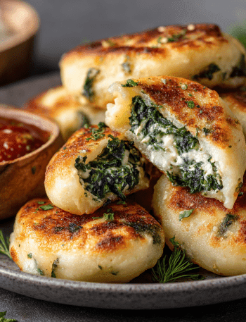 Creamy Spinach-Stuffed Potato Pockets