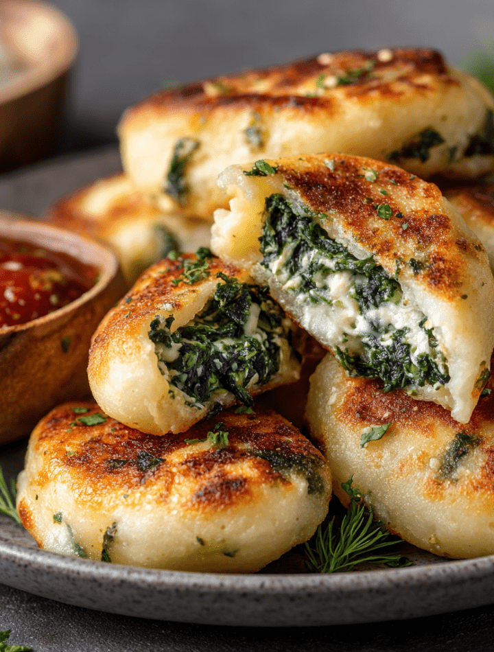 Creamy Spinach-Stuffed Potato Pockets