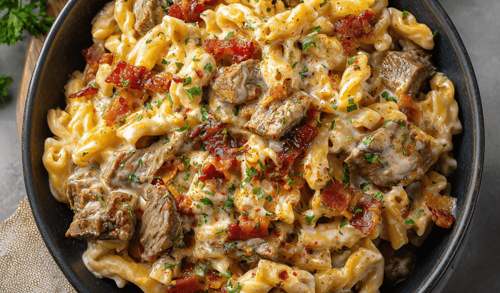 CHEESY CAJUN STEAK ALFREDO