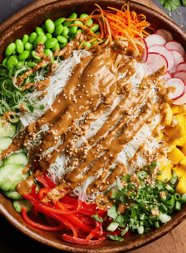 SPRING ROLL SALAD WITH PEANUT SAUCE