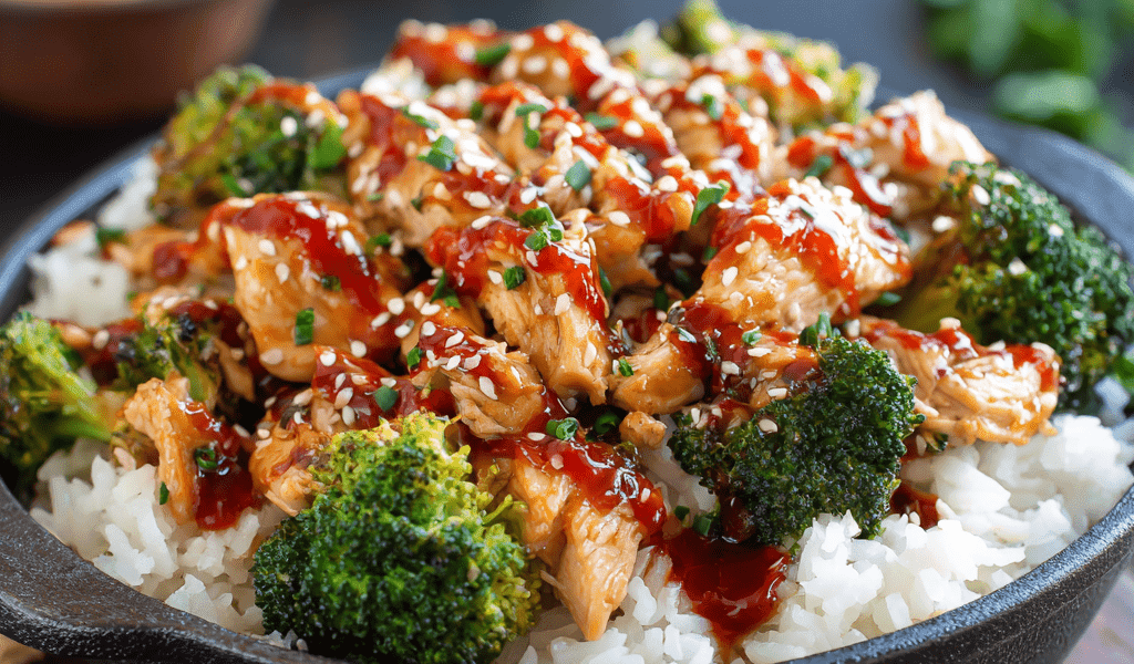 Sticky Chicken & Broccoli Bowls with Spicy Mayo