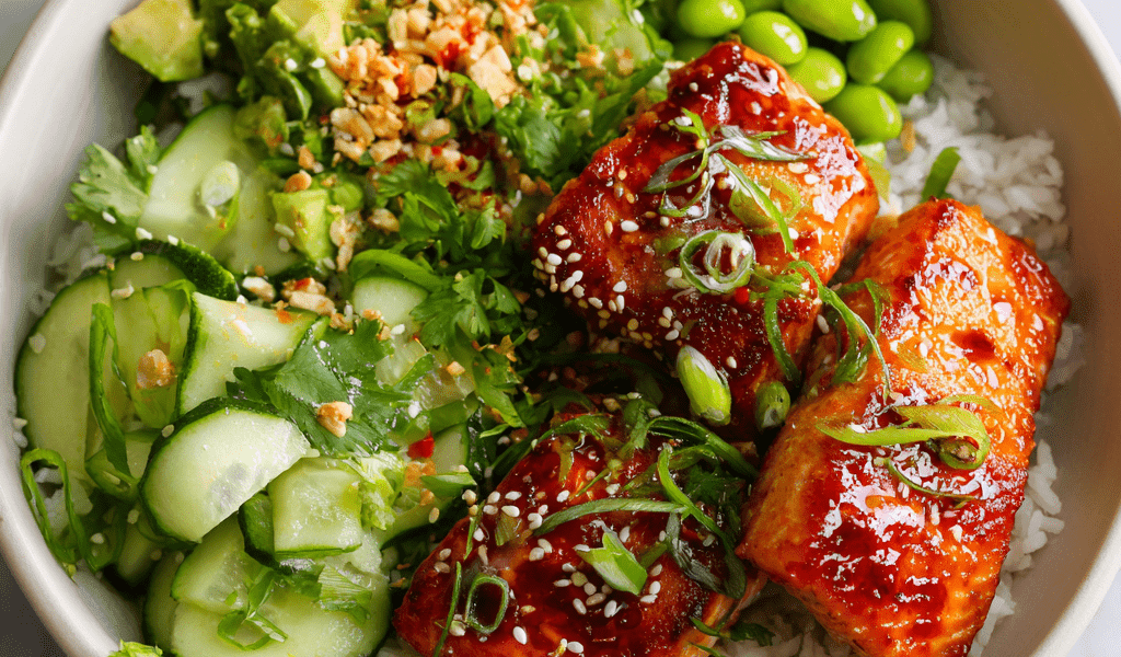 Honey Sriracha Salmon Bowls