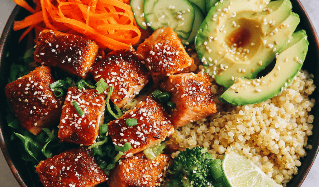 Honey Garlic Salmon Bites Bowl