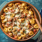 Cheesy Tortellini Sausage Bake with Alfredo