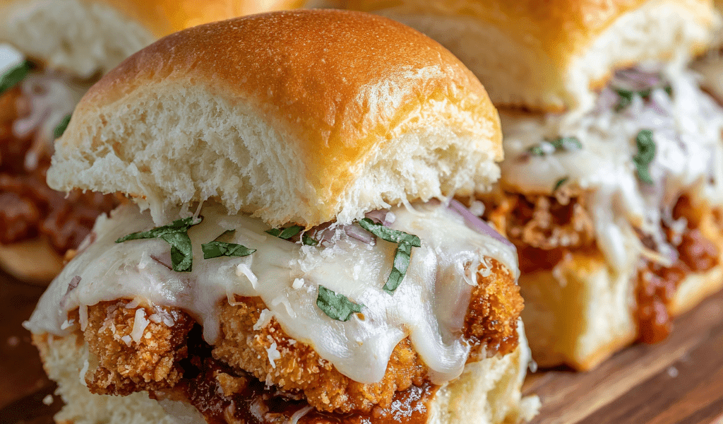Chicken Parmesan Sliders on Hawaiian Rolls