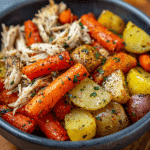 Easy Rotisserie Chicken Lunch Bowl with Roasted Carrots & Potatoes