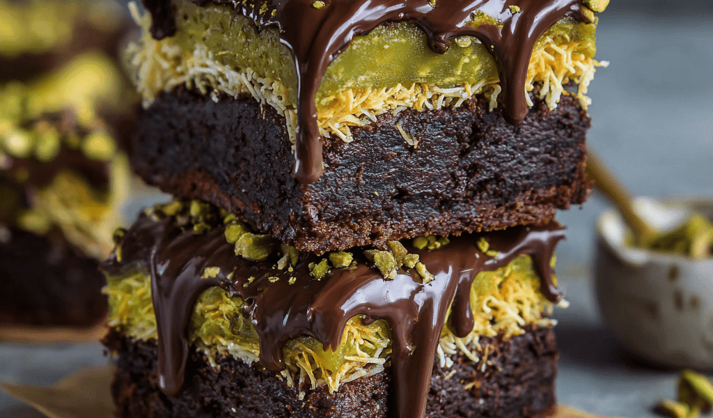 Fudgy Pistachio Kataifi Brownies