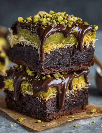 Fudgy Pistachio Kataifi Brownies