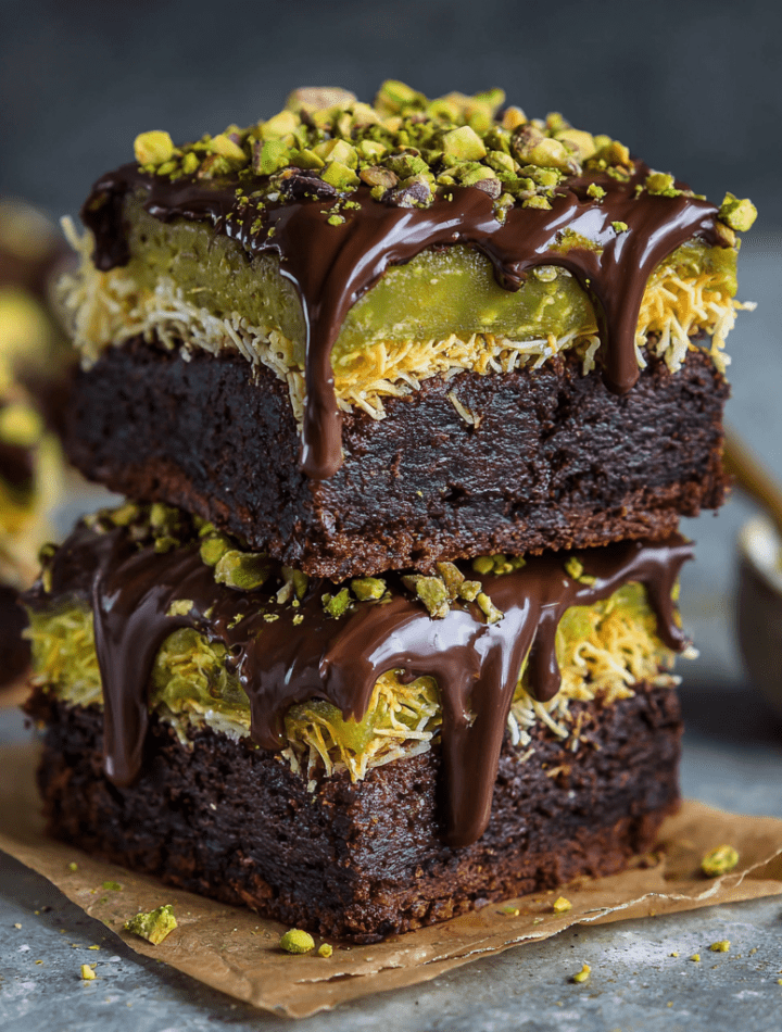 Fudgy Pistachio Kataifi Brownies