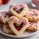 Heart-Shaped Strawberry Shortbread Cookies