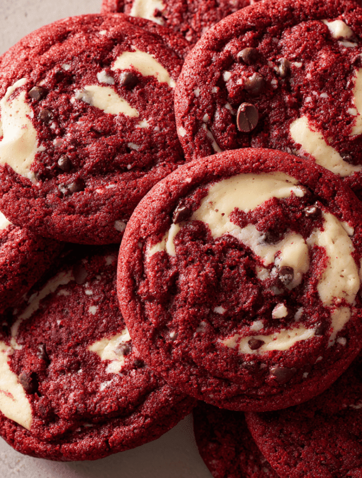 NYC Red Velvet Cookies with Cream Cheese Swirl