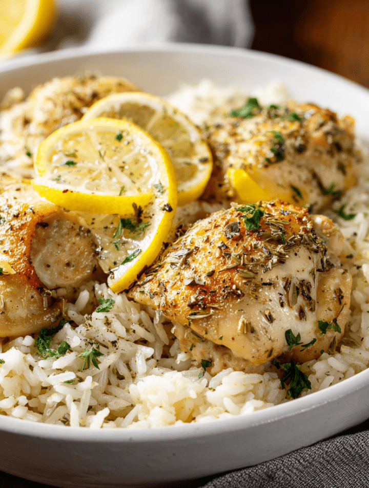 Slow Cooker Lemon Herb Chicken and Rice