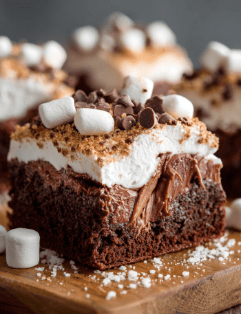 Hot Chocolate Brownies with Marshmallow Frosting