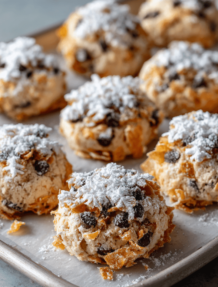 Snowflake Cookies with Chocolate Chips & Cornflakes