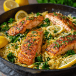 Seared Salmon with Lemon Orzo