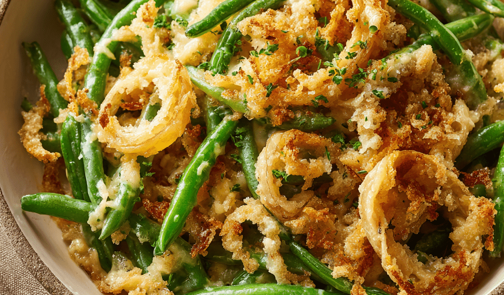 Garlic-Parmesan Panko Green Bean Casserole