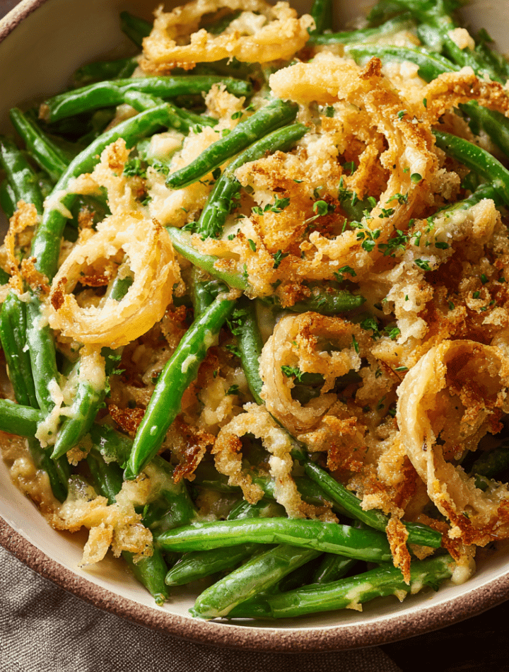 Garlic-Parmesan Panko Green Bean Casserole
