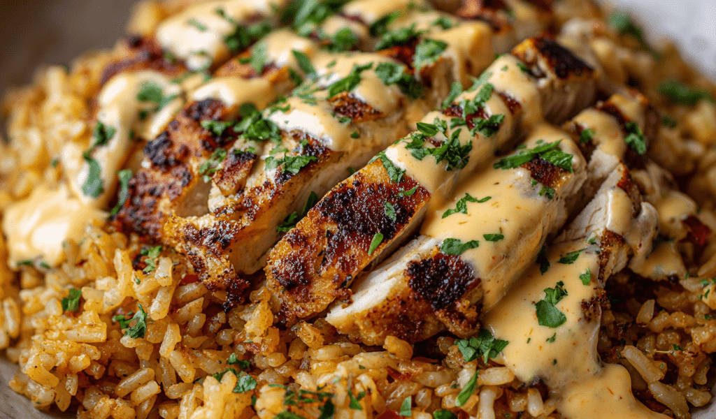 Easy Grilled Chicken Cheesy Rice