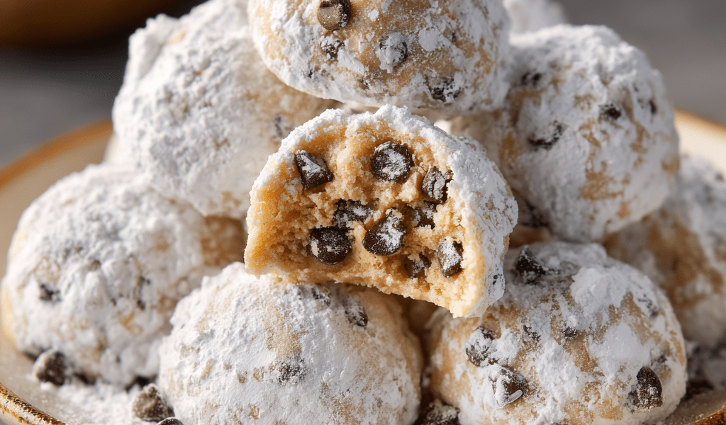 Peanut Butter Chocolate Chip Snowball Cookies