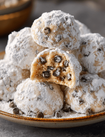 Peanut Butter Chocolate Chip Snowball Cookies