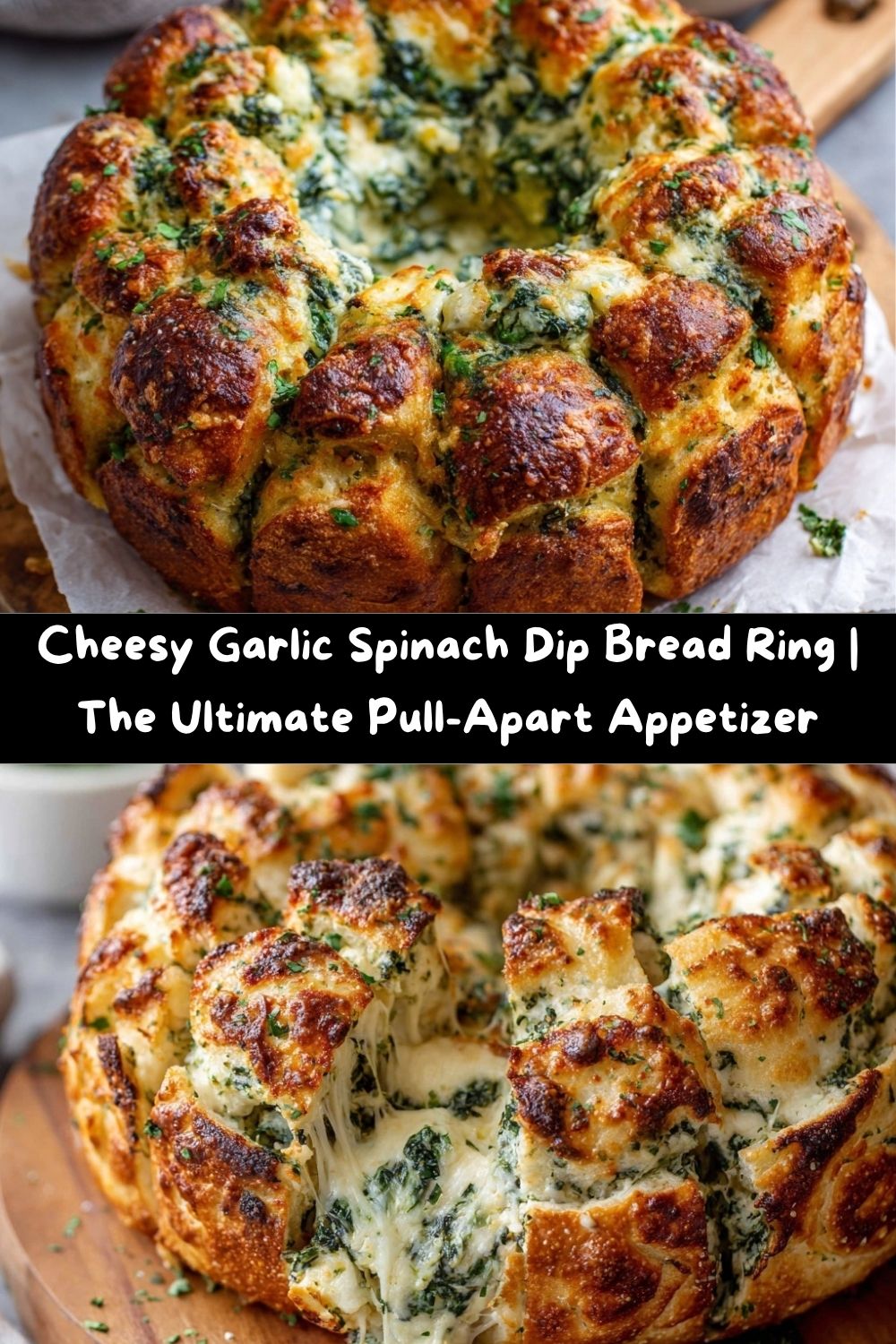 Cheesy Garlic Spinach Dip Bread Ring