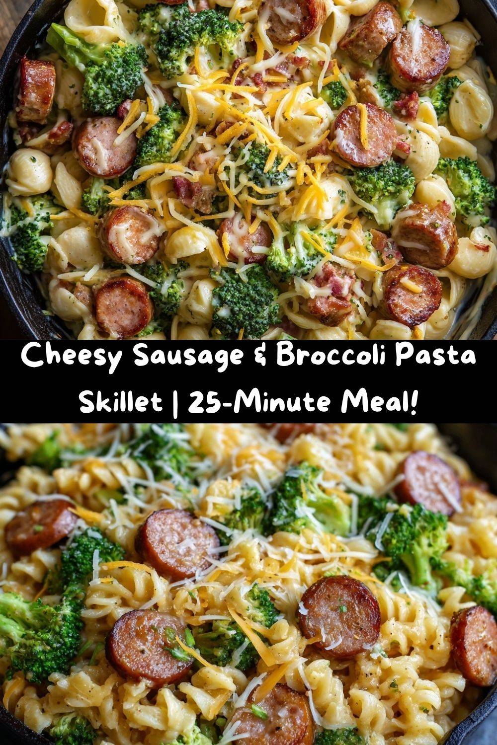 Cheesy Smoked Sausage & Broccoli Pasta Skillet