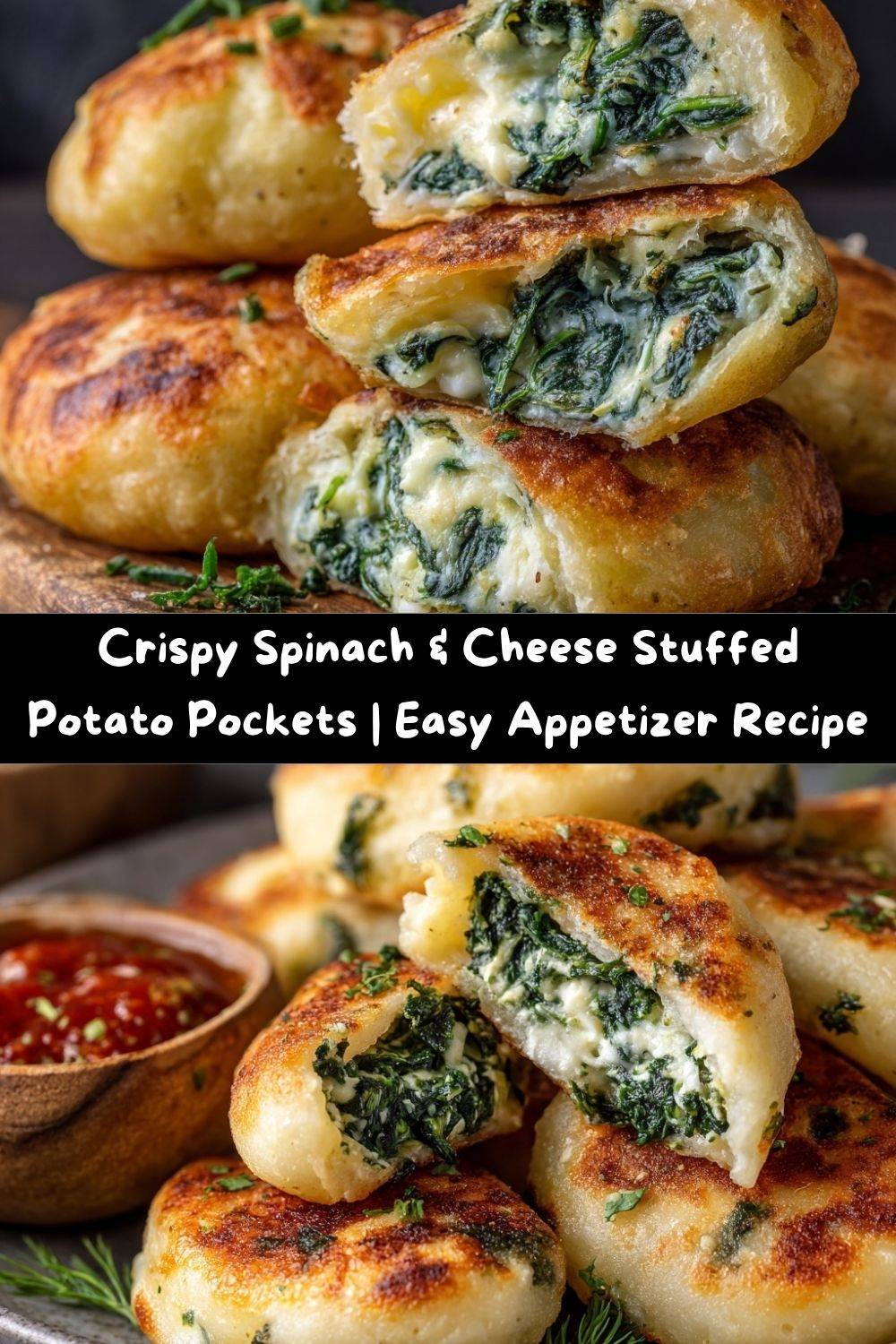 Creamy Spinach-Stuffed Potato Pockets