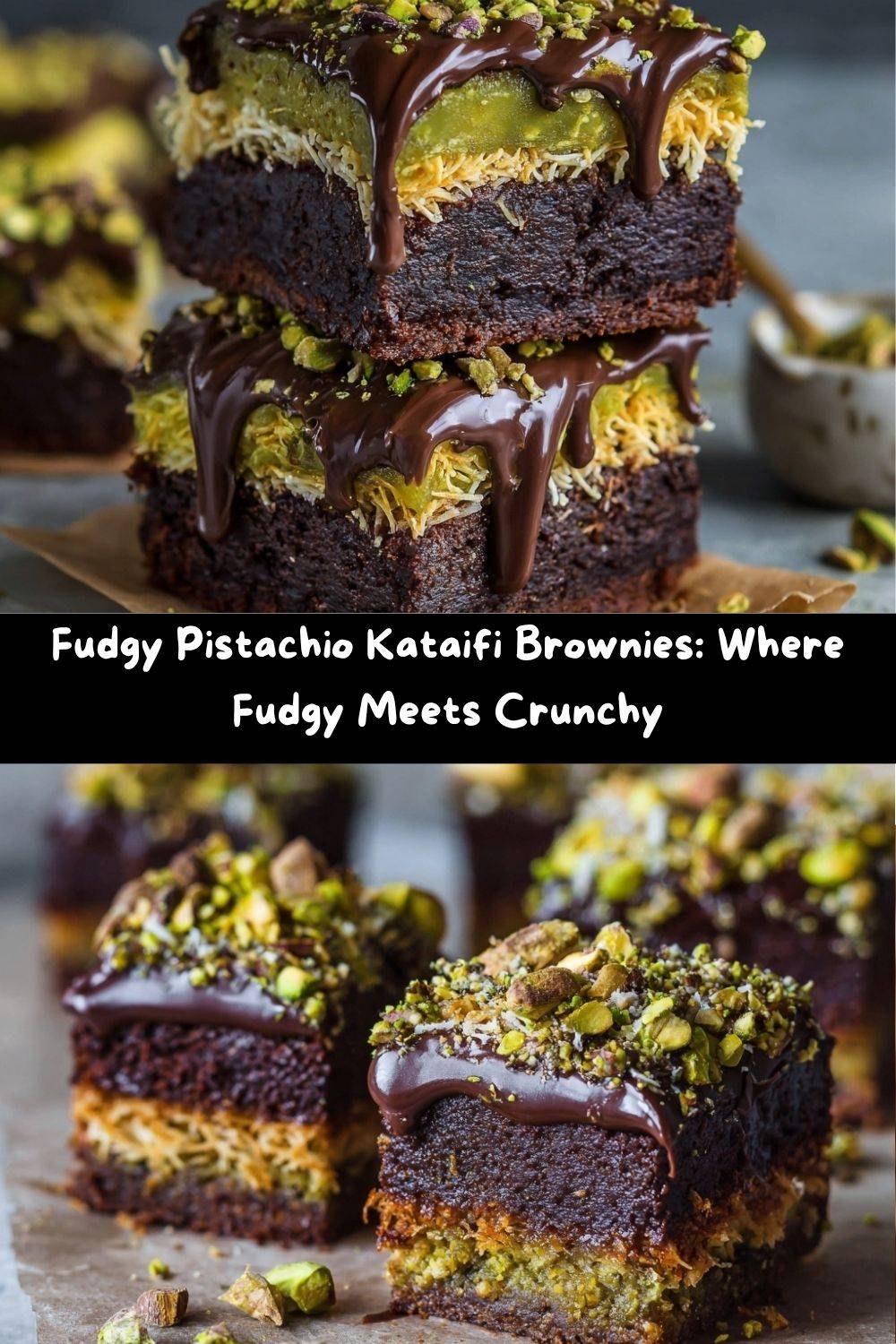 Fudgy Pistachio Kataifi Brownies