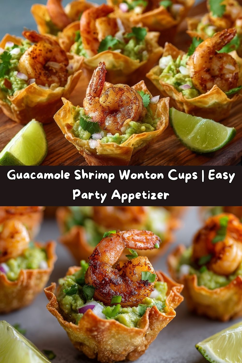 Guacamole Shrimp Wonton Cups