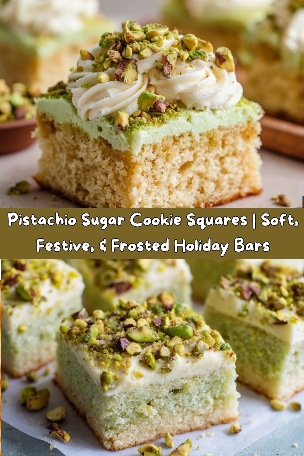 Pistachio Sugar Cookie Squares